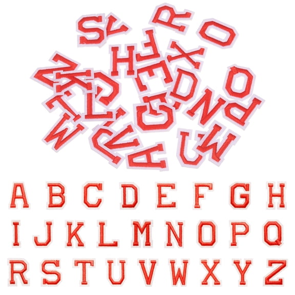 Uxcell 2set Iron on Letter Patches Set, 1.4" Alphabet A-Z Embroidered Fabric Applique Sew on Patches Kit with Ironed Adhesive 26 Letter for Repair Clothes Jacket Dress Sock Jean, Red