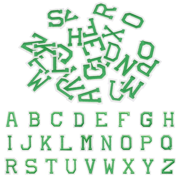 Uxcell 2set Iron on Letter Patches Set, 1.4" Alphabet A-Z Embroidered Fabric Applique Sew on Patches Kit with Ironed Adhesive 26 Letter for Repair Clothes Jacket Dress Sock Jean, Green