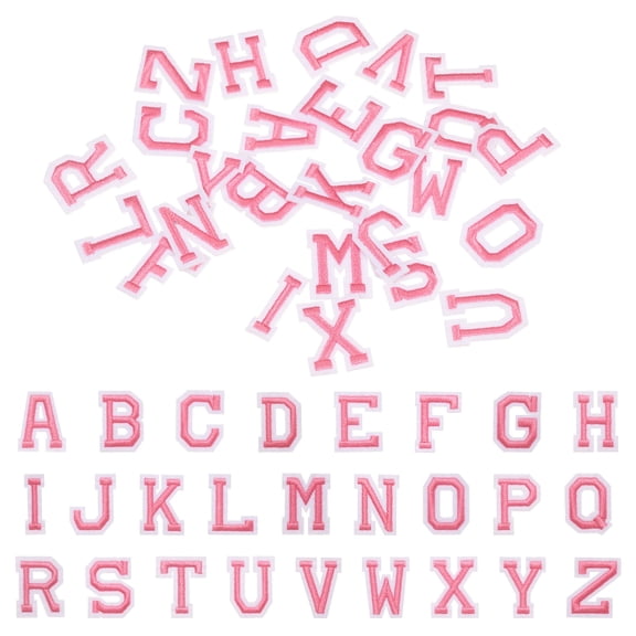 Uxcell 2set Iron on Letter Patches Set, 1.4" Alphabet A-Z Embroidered Fabric Applique Sew on Patches Kit with Ironed Adhesive 26 Letter for Repair Clothes Jacket Dress Sock Jean, Pink