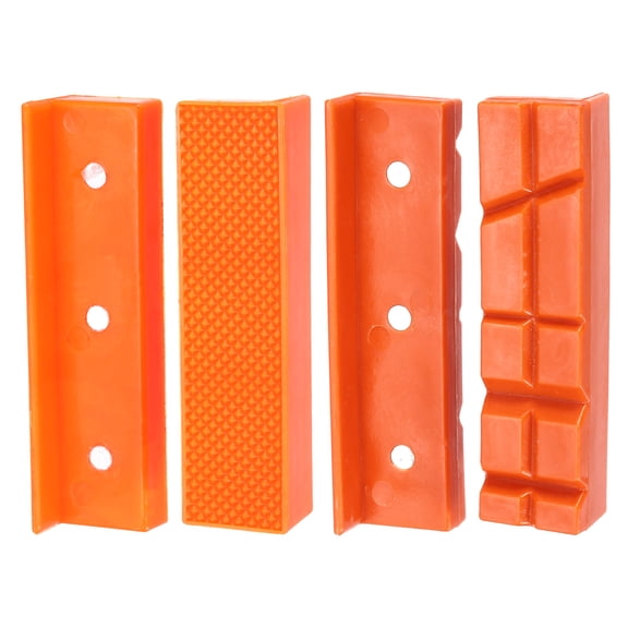 Uxcell 2set Magnetic Vise Jaws 4 Inch Magnet Plain Grooves & V-Grooves Soft Rubber Bench Jaw Pads Covers Multi-Purpose Protector, Orange