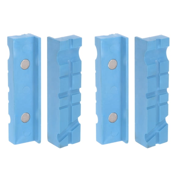 Uxcell 2set Magnetic Vise Jaws 4 Inch Magnet U-Grooves Soft Bench Jaw Pads Covers, Blue