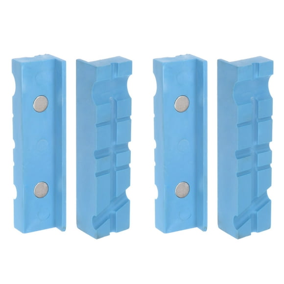 Uxcell 2set Magnetic Vise Jaws 4 Inch Magnet U-Grooves Soft Bench Jaw Pads Covers, Blue