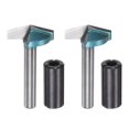 thumbnail image 1 of Uxcell 2set V-Groove Router Bit 0.9" Dia 6mm Shank 150 Degree with Conversion Collet, Cyan, 1 of 5