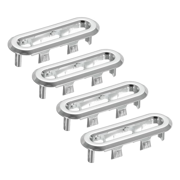 Uxcell 2x0.7 Inch Overflow Ring, Sink Oval Cover Oval Plastic Insert in Hole Oval Caps for Kitchen Bathroom, Silver 4Pcs
