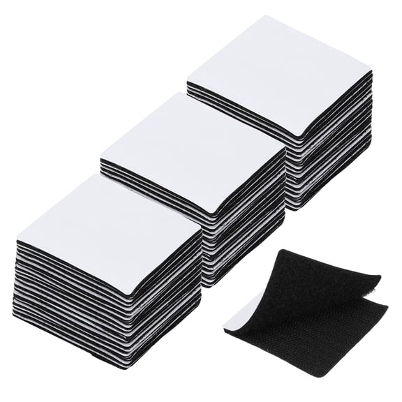 Uxcell 2x2 inches Hook and Loop Dots, Nylon Blend Square Self Adhesive Tape Double-Sided Strip 40 Set Black