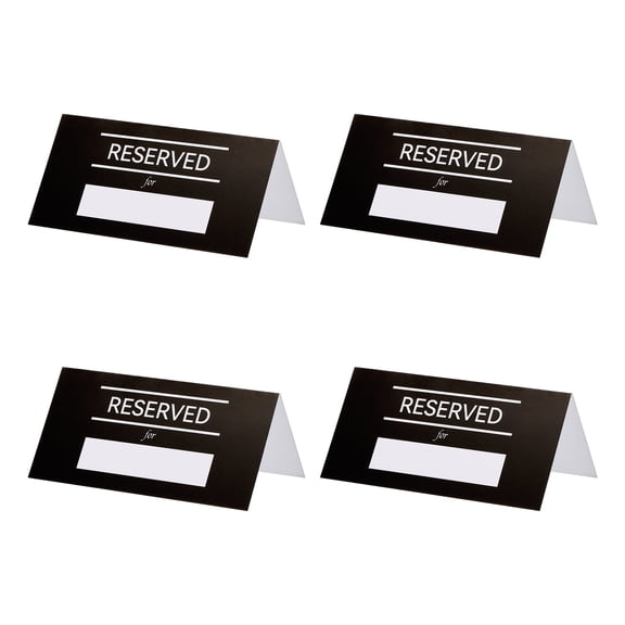 Uxcell 2x3.9 Inch Reserved Table Signs, Double Sided Tables Tent Blank Card for Wedding Restaurant, Black 20 Pack