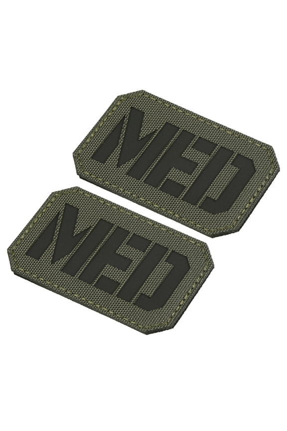 2x3" IR Infrared Reflective MED Patch EMS EMT Hook and Loop Fastener, Green 2 Pack