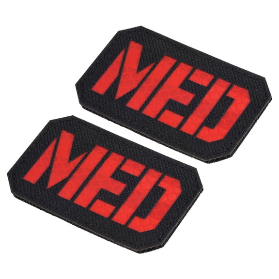 Uxcell 2x3" Reflective MED Patch EMS EMT Hook and Loop Fastener Badge, Black Red 2 Pack