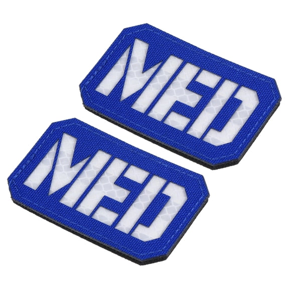 Uxcell 2x3" Reflective MED Patch EMS EMT Hook and Loop Fastener Badge, Blue White 2 Pack