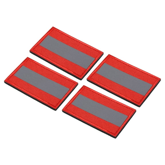 Uxcell 2x3" Reflective Patch Hook and Loop Fastener Safety Applique, Red 4 Pack