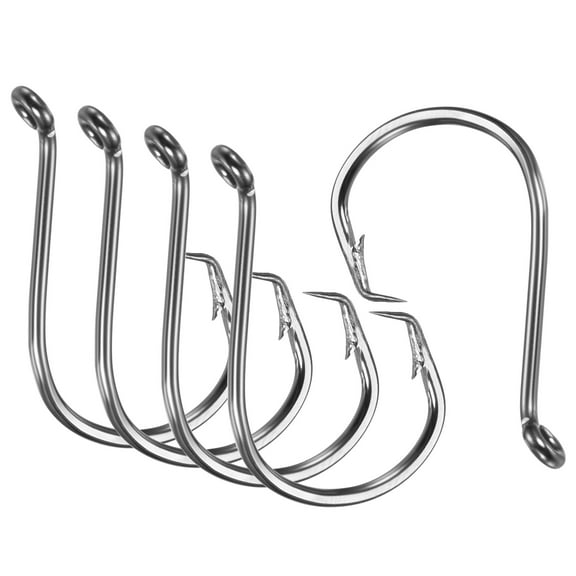 Uxcell 3/0# Carbon Steel Offset Hook Fishing Circle Hooks with Barbs, Black 10 Pack