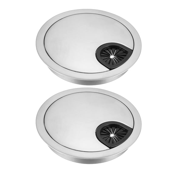 Uxcell 3-1/8 inch Cable Hole Cover Desk Grommet for Wire Organizer Zinc Alloy Silver Tone 2pcs