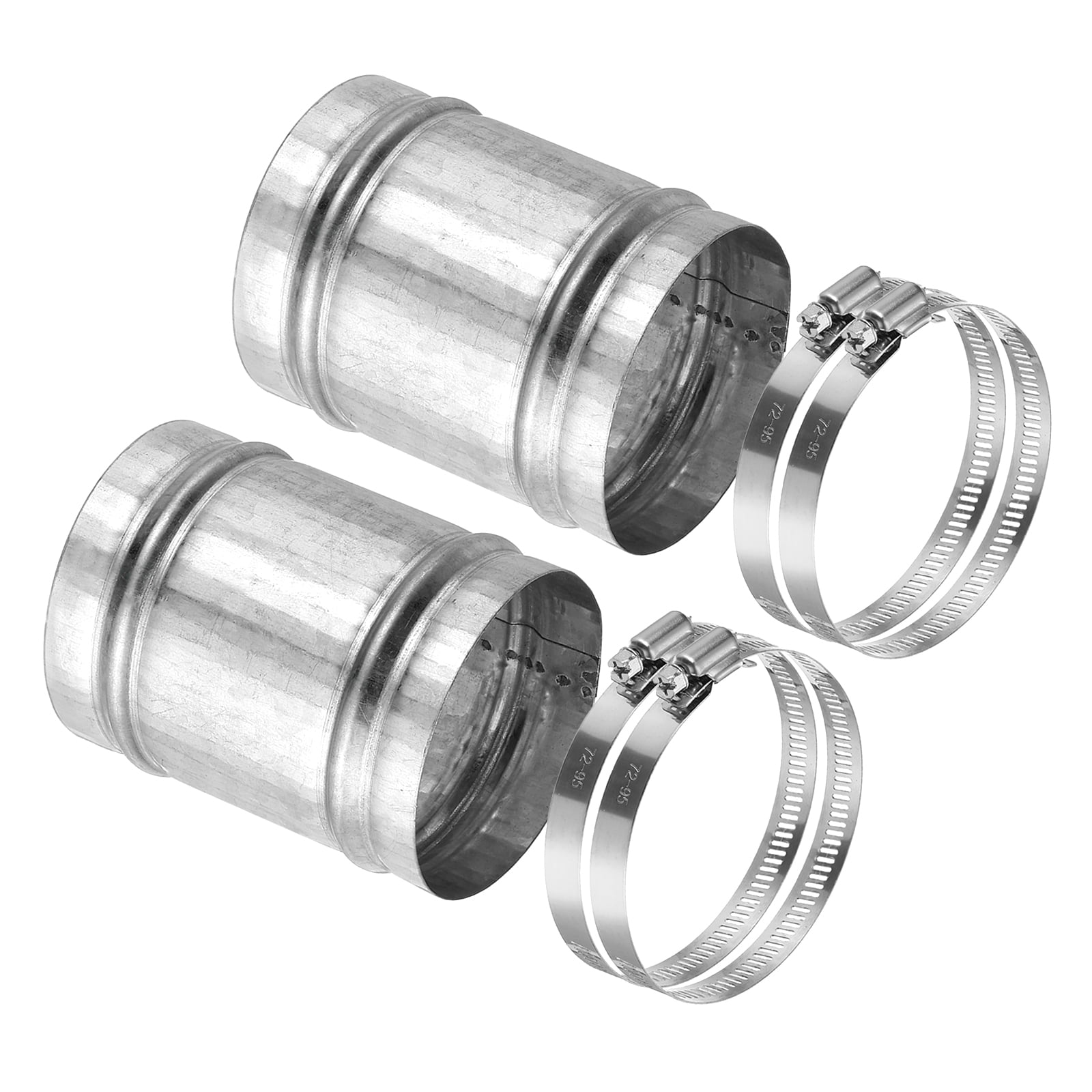 Uxcell 3.1" Duct Connector, 2 Set Galvanized Iron Duct Coupling Vent Coupler Dryer Pipe Coupling Hose Extension Connector with Duct Clamps for HVAC Exhaust Fan Vent Systems, 4" Long