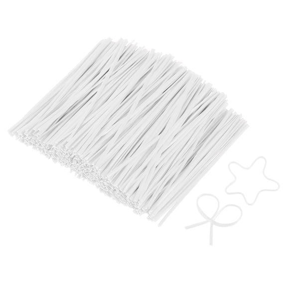 Uxcell 3.1 Inch Twist Ties, Metallic Twist Ties, Reusable Plastic Coated Twist Ties for Bakery, Candy Bags, Coffee Bags, Goodie Bags, 1200 Pack, White