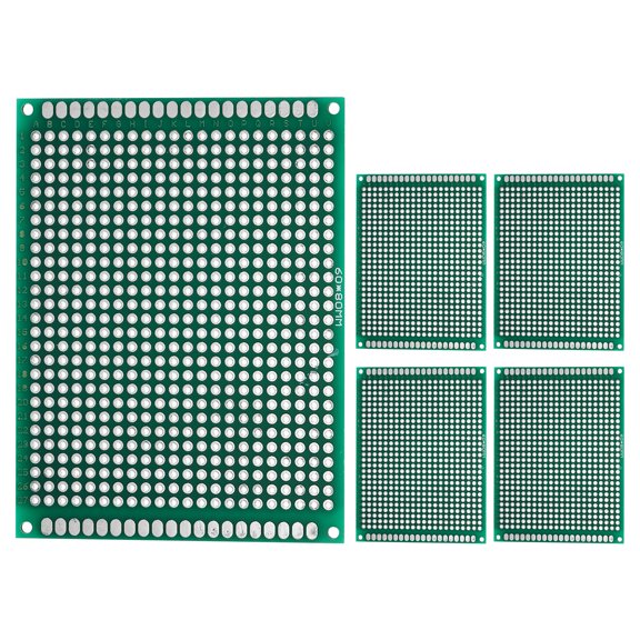 Uxcell 3.1" x 2.4" Double Sided PCB Board, 5 Pcs, Green