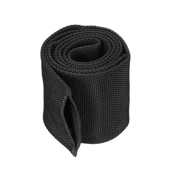 Uxcell 3.15" Flat Dia 3.3FT Nylon Protective Hose Sleeve, Cable Cover Sheath Protection, Black