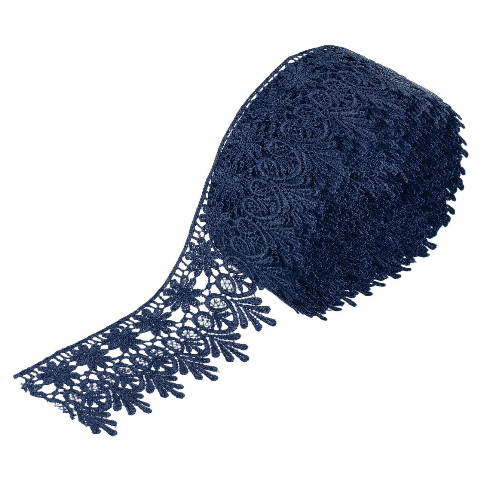 Uxcell 3.15 Inch Wide 15 Yard Lace Ribbon Floral Pattern Navy Embroidered Lace Trim Ribbon for Sewing Making, and DIY Crafts, Gift Wrapping, Wedding Decor