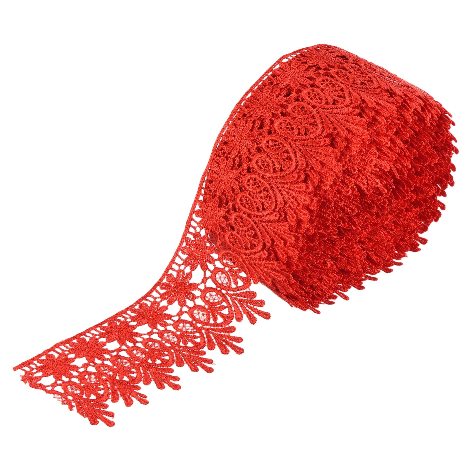 Uxcell 3.15 Inch Wide 15 Yard Lace Ribbon Floral Pattern Red Embroidered Lace Trim Ribbon for Sewing Making, and DIY Crafts, Gift Wrapping, Wedding Decor