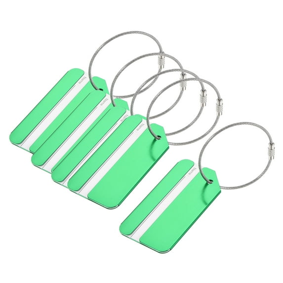 Uxcell 3.15"x1.65" Aluminium Luggage Tag Identifier Card Holder for Travel Green 5Pack