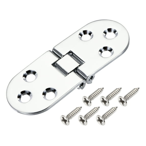 Uxcell 3.15x1.18inch Flip Hinges Sewing Machine w Screws Zinc Alloy Silver Tone 2Pack