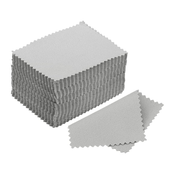 Uxcell 3.15x2.36" Jewelry Cleaning Cloth, 200Pcs Double-Sided Microfiber Polishing Cloth Light Gray