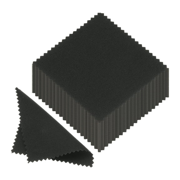 Uxcell 3.15x3.15" Jewelry Cleaning Cloth, 50Pcs Double-Sided Microfiber Polishing Cloth for Silver Gold Brass Jewelry, Black