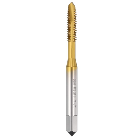 Uxcell 3/16-24 BSW Spiral Point Tap - M2 High Speed Steel Right Hand Thread Tap JIS Standard Titanium Finish Screw Thread Milling Machine Taps Threading Tapping