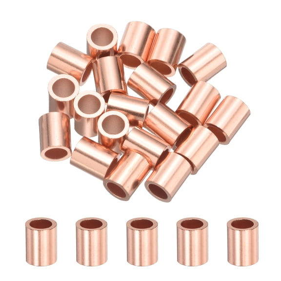 Uxcell 3/16" (4.5mm) Wire Rope Stop Sleeve, 20 Pcs Copper Crimping Loops Sleeve Oval Crimp Tube Connectors for Wire Rope Cable Ferrule Rigging Tackle