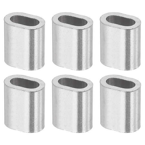 Uxcell 3/16"(4mm) Wire Rope Stop Sleeve, 304 stainless steel Cable Wire Rope Crimping Loops Sleeve Ferrules for Wire Rope and Cable Ferrule, Silver 6Pcs