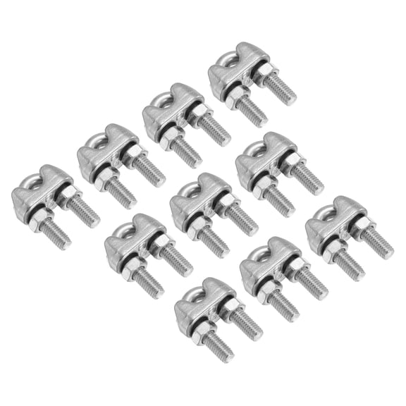 Uxcell 3/16" / 5mm Wire Rope Cable Clip Clamp, Stainless Steel U Bolt Fastener for Rigging Railing, Silver Tone 10Pcs