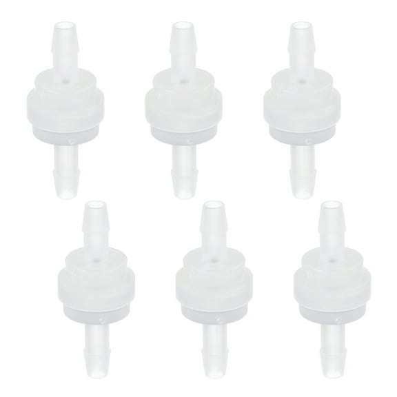 Uxcell 3/16 Inches One Way Check Valve, 6 Pcs Plastic Hose Barb Inline Non-Return Ozone Resistance Plastic Valves for Fuel Gas Water Liquid Air, Clear