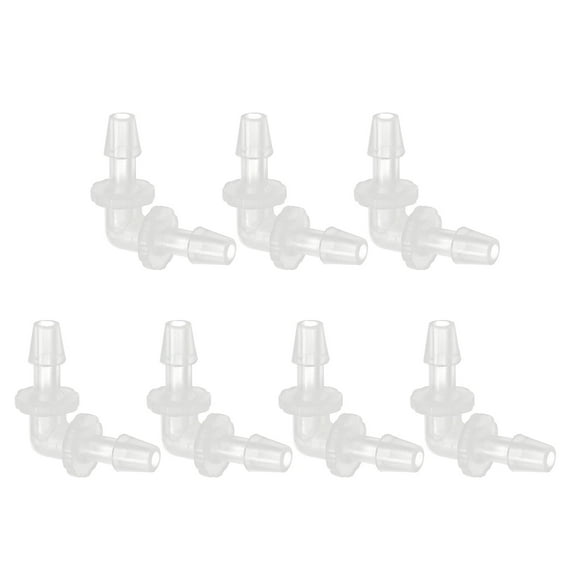 Uxcell 3/16" Plastic Hose Barb 90 Degree Elbow 7 Pack Barb Fittings 2 Way Equal Barbed Joint Splicer Mender Adapter Union Adapter