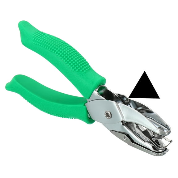 Uxcell 3/16" Single Hole Punch Handheld Hole Puncher with Soft Grip Triangle Shape Metal Paper Puncher, Green