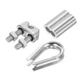 thumbnail image 1 of Uxcell 3/16" Wire Rope Kit, 24 Pack M5 Stainless Steel Thimbles Clamps Crimping Loop, 1 of 6
