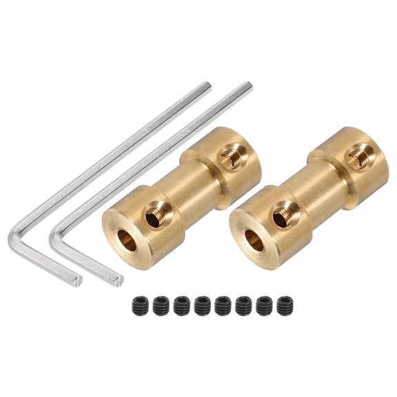 Uxcell 3.17mm to 3.17mm Bore Rigid Coupling 20mm x 9mm M3 Brass Shaft Copper Tone 2 x Coupling 8 x Screws 2 x Wrench