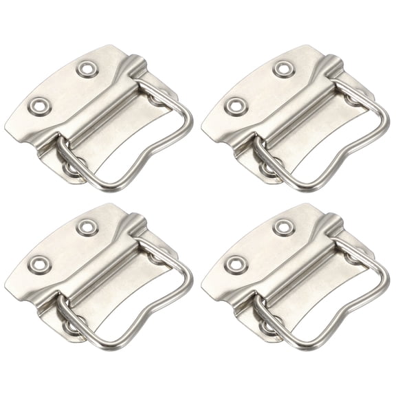 Uxcell 3.1inch Spring Loaded Handle, 4 Pcs Folding Heavy Duty Toolbox Pull Chest Handles Surface Mount Folding Grip for Toolbox Chest Case Crates Storage Boxes, Silver Tone
