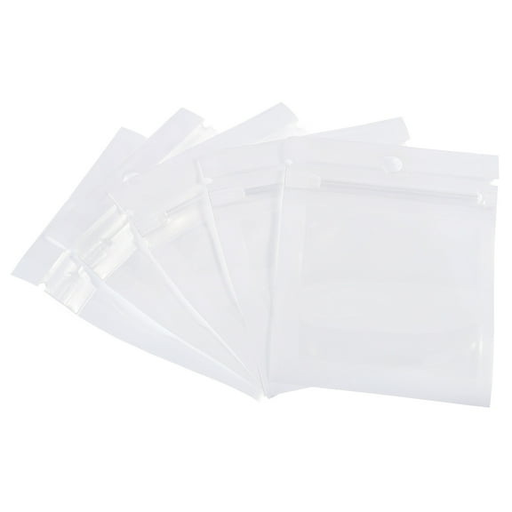 Uxcell 3.1x2.4" Holographic Bags, 50 Pack PET Plastic Resealable Storage Bags for Small Things, White