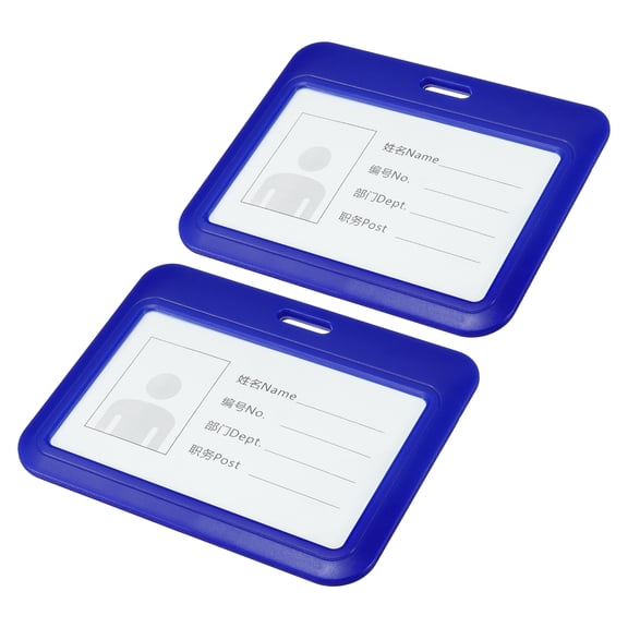 Uxcell 3.1x3.9 Inch Horizontal ABS Slide Cover ID Badge Holders Name Tags Blue 2Pack