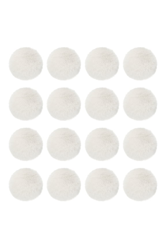 3.2 Inch Faux Fur Pom Poms for Hats, 16 Pcs Soft Faux Rabbit Fur Large Fluffy Pompom Balls with Elastic Loop for DIY Crafts Keychains Removable Knitting Accessories, White