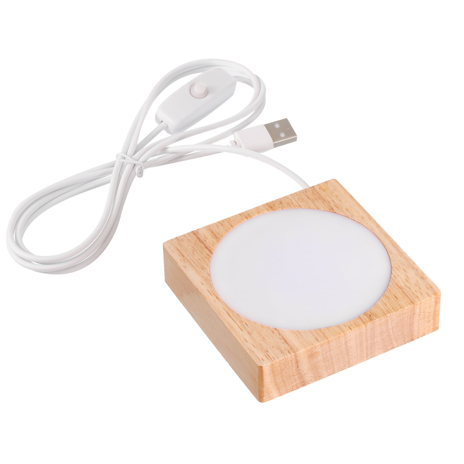Uxcell 3.2" Wooden LED Light Base Wood Light Display Base Stand