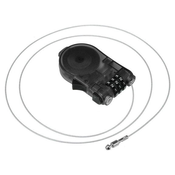 Uxcell 3.28 Feet Retractable Cable Lock, 3 Digit Steel Cable Rope Portable Resettable Adjustable Code Lock, Black