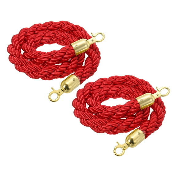 Uxcell Twisted Stanchion Rope, Barrier Rope Twisted Post Ropes with Snap Hooks for Posts Stands Queue Divider Crowd Control Red Golden 3.28 Ft