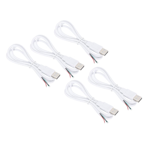 Uxcell 3.28Ft USB 2.0 Male to 4 Pin Bare Wire Pigtail Cable, 5pcs 28AWG Data Power Cords Extension, White
