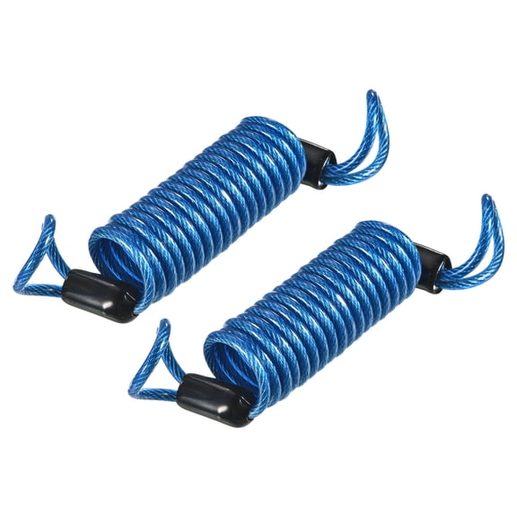 Uxcell 3.28ft Security Cable Coated Spring Lock Wire Rope with Double Loop Steel Blue 2Pcs