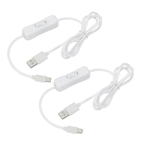 Uxcell 3.28ft USB Extension Cable with on Off Switch, 2pcs Type C to USB Male Data Power Cord, White