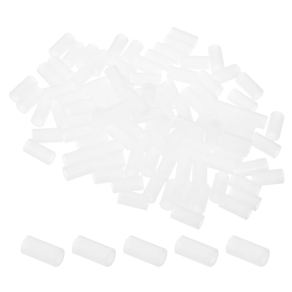 Uxcell 3.2mm ID x 5mm OD x 10mm L Round Spacers Washers, 100 Pack Nylon Standoff Gaskets for M3 Screws, White