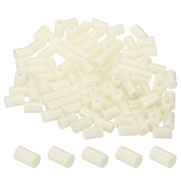 Uxcell 3.2mm ID x 7mm OD x 11mm L Round Spacers Washers, 100 Pack ABS Plastic Standoff Gaskets for M3 Screws, Beige