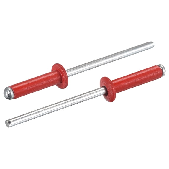 Uxcell 3.2mm x 13mm Aluminum Open End Flat Round Head Blind Rivets, Red 200 Pack