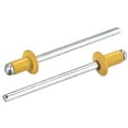 thumbnail image 1 of Uxcell 3.2mm x 5mm Aluminum Open End Flat Round Head Blind Rivets, Gold Tone 200 Pack, 1 of 5