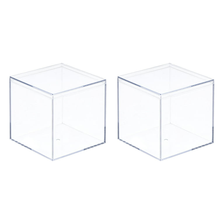 Uxcell 3.2x3.2x3.2inch Storage Box Square Display Case with Lid Container  Box for Small Item Acrylic Plastic Clear 2pcs